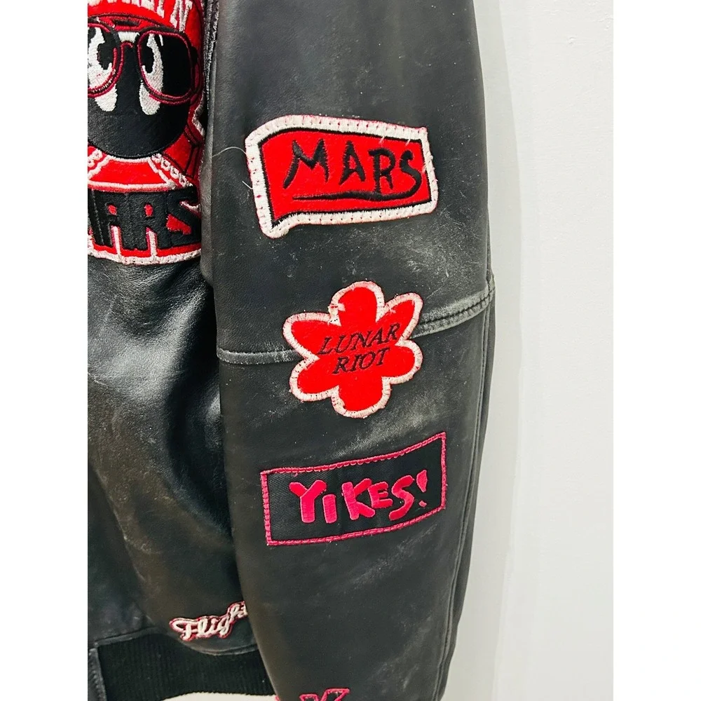 Vintage Jordan Warner Bros Marvin the Martian Leather Jacket 4XL Spike Lee Mars